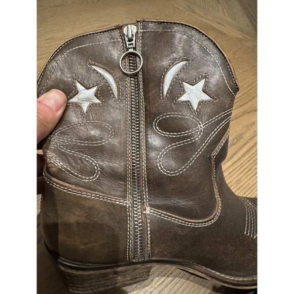 Jeffrey Campbell STARWOOD Distressed Brown Leather Western Ankle Boot 41 US 10 - Picture 3 of 11